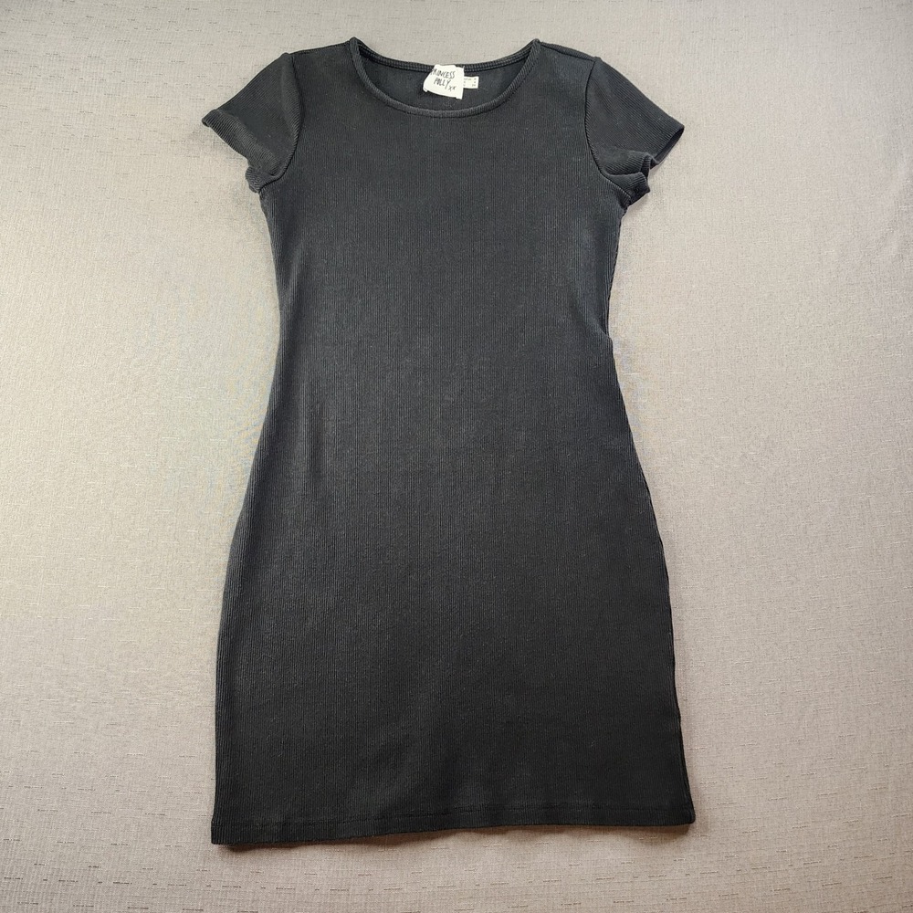 Princess Polly Ribbed Mini Dress Black Short Sleeve Skater Goth Grunge Basic S 4